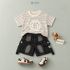 Đồ bộ bé trai BiBi Kids áo thun sọc hình chó quần đùi đen loang trắng 1 - 6 tuổi BB-C4-C19