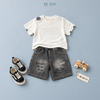  Đồ bộ bé trai BiBi Kids áo thun trắng chữ nổi quần đùi jean đen 1 - 6 tuổi BB-C80-C31 