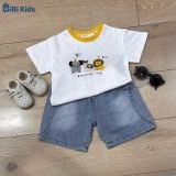  Đồ bộ bé trai BiBi Kids áo thun cổ vàng thú Zoo quần đùi jean 1 - 6 tuổi C15 