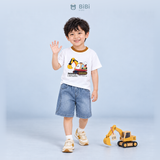  Đồ bộ bé trai BiBi Kids áo thun máy xúc cổ nâu quần đùi jean 1 - 6 tuổi C13 