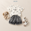 Đồ bộ bé trai BiBi Kids áo thun chữ Alo quần đùi jean loang 9 tháng - 5 tuổi C33