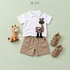 Đồ bộ bé trai BiBi Kids áo polo hươu cao cổ túi khóa kéo quần đùi nâu 9 tháng - 5 tuổi C34