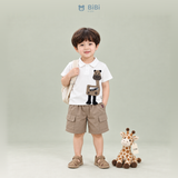  Đồ bộ bé trai BiBi Kids áo polo hươu cao cổ túi khóa kéo quần đùi nâu 9 tháng - 5 tuổi C34 