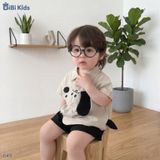  Đồ bộ bé trai BiBi Kids áo sơ mi hình chó tai nổi quần đùi đen 6 tháng - 3 tuổi C43 