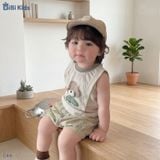  Đồ bộ bé trai BiBi Kids ba lỗ hình gấu quần đùi caro vàng 6 tháng - 3 tuổi C44 