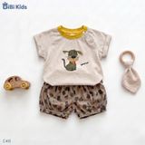  Đồ bộ bé trai BiBi Kids áo thun chó Wow cổ vàng quần đùi họa tiết 6 tháng - 3 tuổi C46 