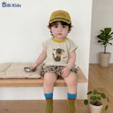  Đồ bộ bé trai BiBi Kids áo thun chó Wow cổ vàng quần đùi họa tiết 6 tháng - 3 tuổi C46 