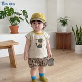  Đồ bộ bé trai BiBi Kids áo thun chó Wow cổ vàng quần đùi họa tiết 6 tháng - 3 tuổi C46 