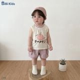  Đồ bộ bé trai BiBi Kids ba lỗ chữ Puppy quần đùi tím nhạt 6 tháng - 3 tuổi C48 