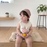  Đồ bộ bé trai BiBi Kids ba lỗ chữ Puppy quần đùi tím nhạt 6 tháng - 3 tuổi C48 
