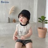  Đồ bộ bé trai BiBi Kids ba lỗ bốn con cừu quần đùi sọc đen 6 tháng - 3 tuổi C49 