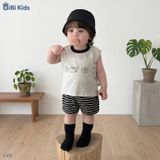 Đồ bộ bé trai BiBi Kids ba lỗ bốn con cừu quần đùi sọc đen 6 tháng - 3 tuổi C49 