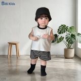  Đồ bộ bé trai BiBi Kids ba lỗ bốn con cừu quần đùi sọc đen 6 tháng - 3 tuổi C49 