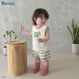  Đồ bộ bé trai BiBi Kids ba lỗ hình voi Happy Day quần đùi sọc màu 6 tháng - 3 tuổi C50 