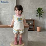  Đồ bộ bé trai BiBi Kids ba lỗ hình voi Happy Day quần đùi sọc màu 6 tháng - 3 tuổi C50 