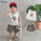  Đồ bộ bé trai BiBi Kids ba lỗ mèo mũi đỏ quần đùi caro 6 tháng - 3 tuổi C52 