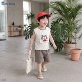  Đồ bộ bé trai BiBi Kids ba lỗ mèo mũi đỏ quần đùi caro 6 tháng - 3 tuổi C52 