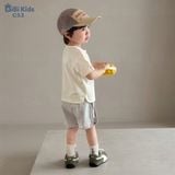 Đồ bộ bé trai BiBi Kids áo thun ngựa nổi quần đùi xám 6 tháng - 3 tuổi C53 