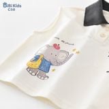  Đồ bộ bé trai BiBi Kids polo ba lỗ hình voi cổ đen quần đùi xám 6 tháng - 5 tuổi C58 