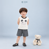  Đồ bộ bé trai BiBi Kids ba lỗ gấu tai caro quần đùi caro đen 6 tháng - 5 tuổi C59 
