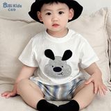  Đồ bộ bé trai BiBi Kids áo thun chó tai đen quần đùi sọc xanh 6 tháng - 3 tuổi C69 