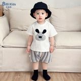  Đồ bộ bé trai BiBi Kids áo thun chó tai đen quần đùi sọc xanh 6 tháng - 3 tuổi C69 