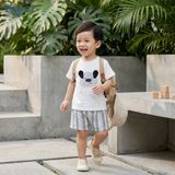  Đồ bộ bé trai BiBi Kids áo thun chó tai đen quần đùi sọc xanh 6 tháng - 3 tuổi C69 