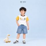  Đồ bộ bé trai BiBi Kids áo thun thú nổi tay vàng quần đùi jean 1 - 6 tuổi C78 