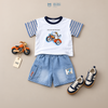 Đồ bộ bé trai BiBi Kids áo thun hình xe tay sọc quần đùi jean 1 - 6 tuổi C82