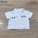  Đồ bộ bé trai BiBi Kids áo polo trắng họa tiết nhỏ quần đùi jean 1 - 6 tuổi C12 