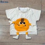  Đồ bộ bé trai BiBi Kids áo thun mặt cười vàng nổi quần đùi nâu 9 tháng - 5 tuổi C35 