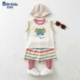  Đồ bộ bé trai BiBi Kids ba lỗ hình voi Happy Day quần đùi sọc màu 6 tháng - 3 tuổi C50 
