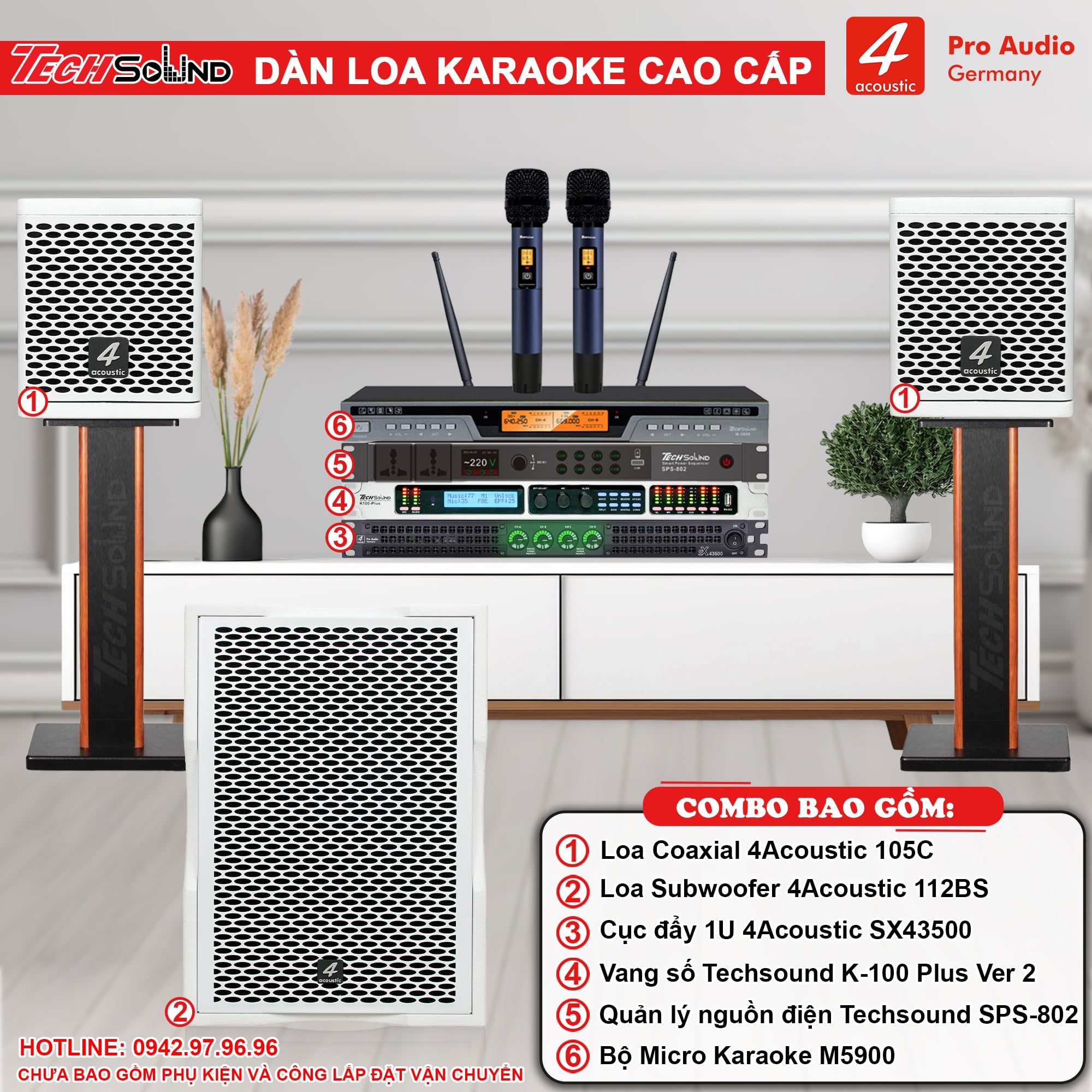 Dàn Loa Karaoke 4Acoustic HCS-105C White [01]