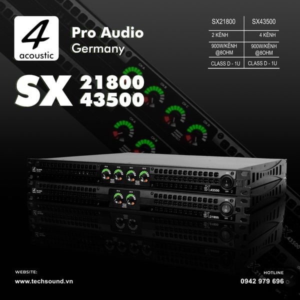 Công suất 1U 4Acoustic SX43500 (4 Kênh 900W)