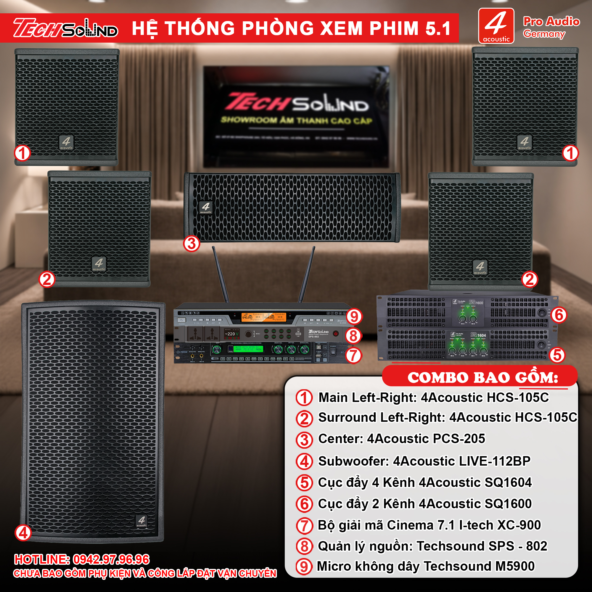 Cấu hình Hệ thống âm thanh 4Acoustic Xem Phim 5.1