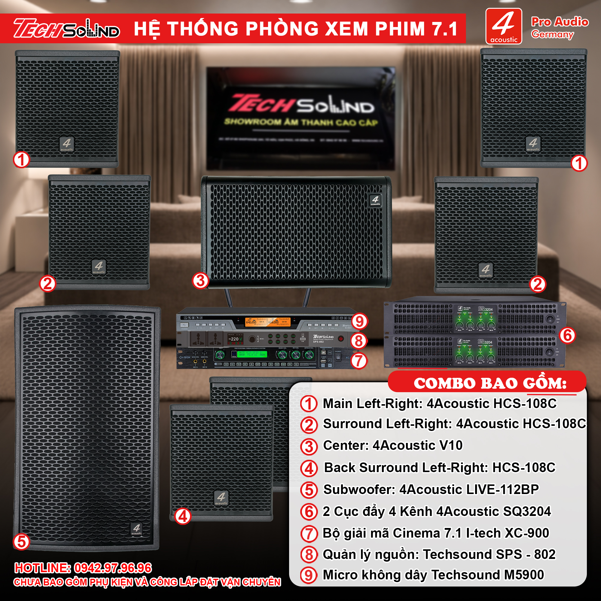 Cấu hình Hệ thống âm thanh 4Acoustic Xem Phim 7.1