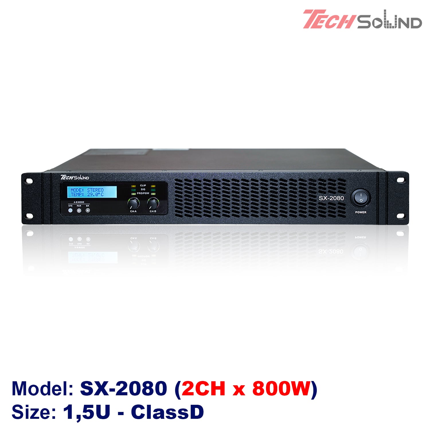 Cục đẩy 2 kênh ClassD Techsound SX2080