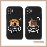  Ốp lưng iPhone chó Shiba cơ bắp & mèo giật mình cute cặp đôi đủ dòng 16/16splus/7/8//x/15/11/12/13/14/pro/plus/promax 