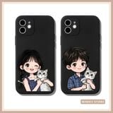  Ốp lưng iPhone Cặp Đôi cute in hình Trai Gái ôm Mèo đủ dòng 16/16splus/7/8//x/15/11/12/13/14/pro/plus/promax 