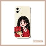  Ốp lưng iPhone cặp đôi in hình Chibi cute hoa hồng đủ dòng 16/16splus/7/8//x/15/11/12/13/14/pro/plus/promax 