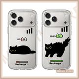  Ốp lưng iPhone mèo đen sạc pin cute, độc đáo đủ dòng 16/16splus/7/8//x/15/11/12/13/14/pro/plus/promax 