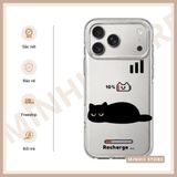  Ốp lưng iPhone mèo đen sạc pin cute, độc đáo đủ dòng 16/16splus/7/8//x/15/11/12/13/14/pro/plus/promax 