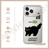  Ốp lưng iPhone mèo đen sạc pin cute, độc đáo đủ dòng 16/16splus/7/8//x/15/11/12/13/14/pro/plus/promax 