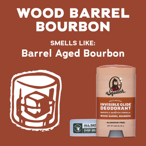 Lăn Khử Mùi Dr. Squatch Invisible Glide Wood Barrel Bourbon Aluminum Free Deodorant 75Gr 