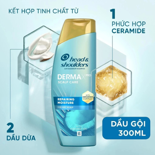  Dầu Gội Đầu Trị Gàu Head And Shoulders DermaX Pro Scalp Care Repairing Moisture 300ML 