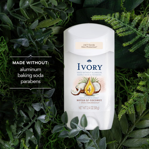  Lăn Khử Mùi Ivory Gentle Deodorant Hint Of Coconut 68Gr (Sáp Trắng) 