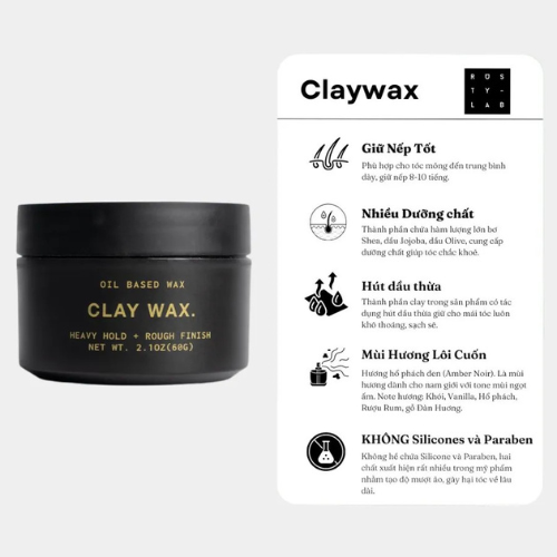 Sáp Vuốt Tóc Rusty Lab Clay Wax 60Gr 