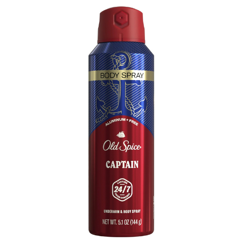  Xịt Khử Mùi Old Spice Captain Aluminum Free Body Spray Scent Of Water, Citrus & Subtle Green Notes 144Gr 