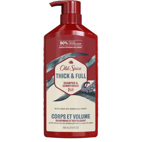  Dầu Gội Đầu Old Spice Thick & Full 2 in 1 with Deep Sea Minerals Scent 650ML 