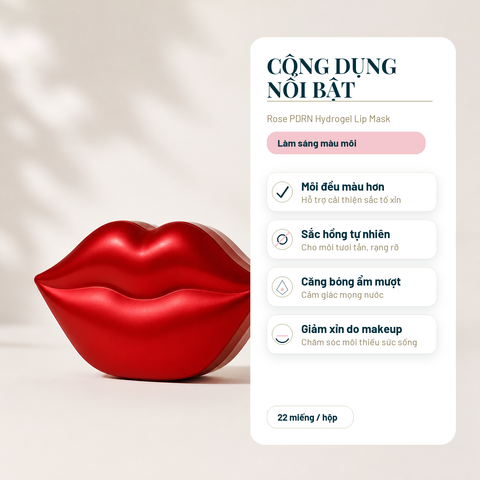 MONDSUB Mặt Nạ Môi Hydrogel Rose PDRN Hộp 22 Miếng | Mond'sub Rose PDRN Hydrogel Lip Mask